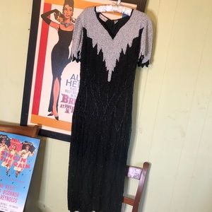 Gorgeous vintage full length beaded evening gown